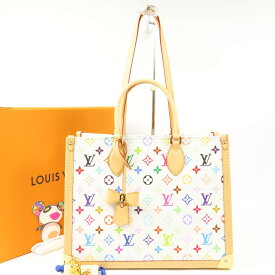 ルイヴィトン 現行 LV TM オンザゴー トランク MM 村上隆 コラボ RFID 2WAY ショルダーバッグ ハンドバッグ PVC/ヌメ革 ブロン レディース【中古】未使用品 本物 LOUIS VUITTON