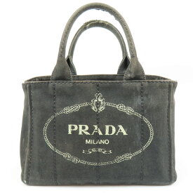 プラダ カナパミニ トートバッグ ハンドバッグ キャンバス ブラック レディース【中古】 本物 PRADA