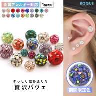 【楽天1位★六冠獲得】軟骨ピアス キャッチ ボディピアス キラキラ×オーロラ コーティング パヴェ 18G 1…