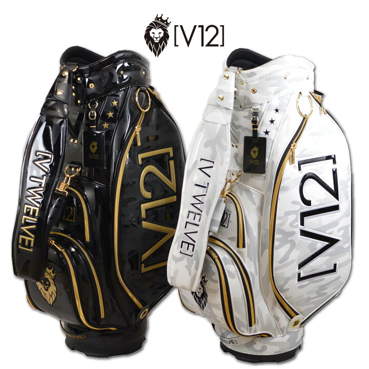 楽天市場】V12 キャディバッグ メンズ 白 黒 9.5インチ v122221cb02 