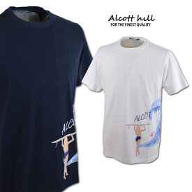 アルコットヒル 半袖Tシャツ メンズ 春夏用 白 紺 M L LL 31-2504-10【 あす楽 送料無料 】 [ Alcott hill 半袖 Tシャツ 大きいサイズ 綿 かっこいい おしゃれ プレゼント ギフト セール アウトレット ]