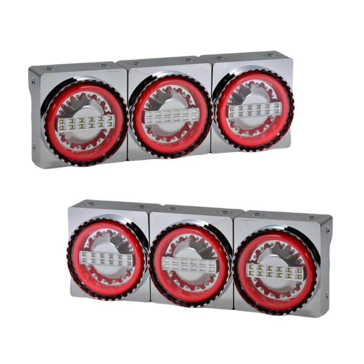 楽天市場】丸型LEDテールランプ 3連 左右セット バックランプ付 