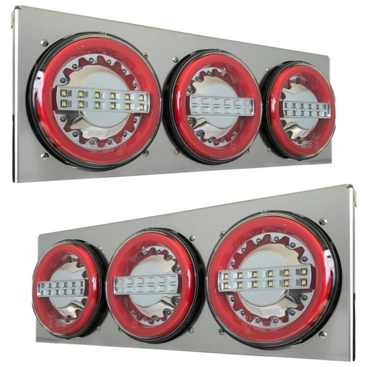 楽天市場】丸型LEDテールランプ 3連 左右セット バックランプ付 