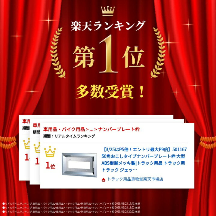 楽天市場】501167 50角おこしタイプナンバープレート枠 大型 ABS樹脂 