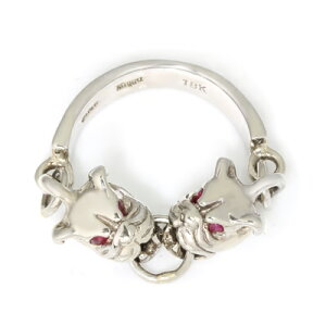 ���C�����I�[�_�[�y�����z�y�����O�zMINI PIT BULL w/ Ruby EYES 18K WHITEGOLD�yROYAL ORDER�z