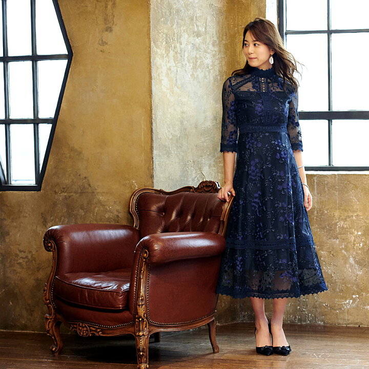 ROCHAS ロシャス 花柄 刺繍 フォーマル ドレス 42 ワンピース 