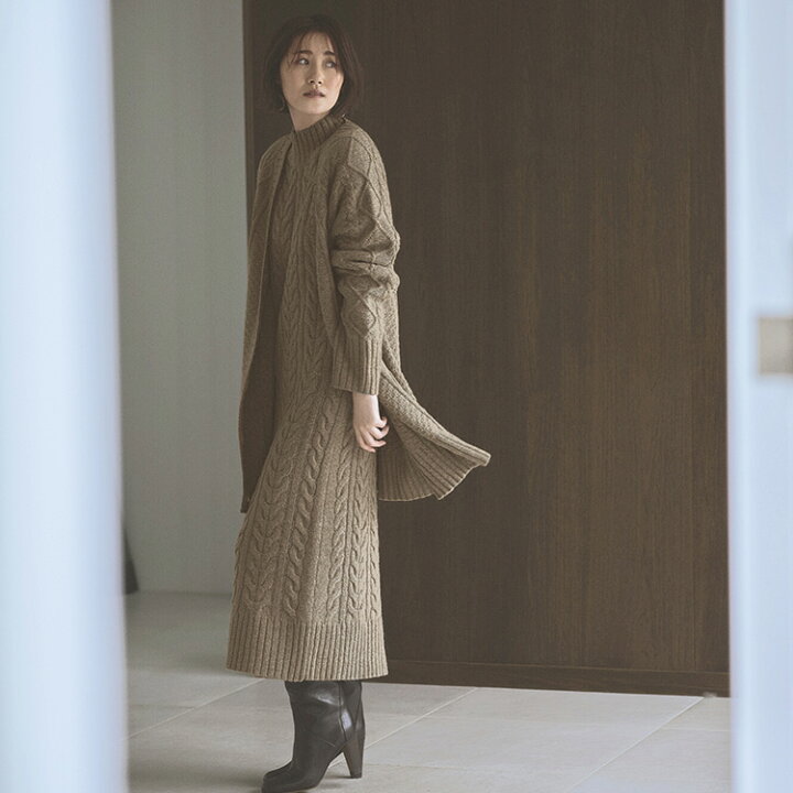 楽天市場 バーゲン対象商品 レディース ニットワンピース カーディガン セーター セットアップ 2点セット タートルネック 冬コーデ オフィスカジュアル 上品 きれいめ 通勤 ミセス 50代 40代 30代 春秋冬 長袖 レイヤード 春コーデ 体型カバー 即日発送 プレゼント