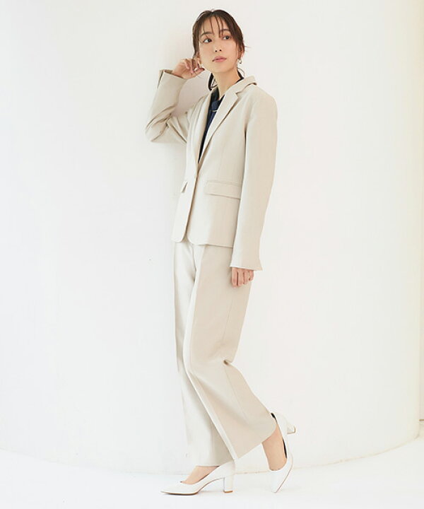 新品☆タグ付 15号 セロリー 洗える パンツスーツ ピンドットトス  