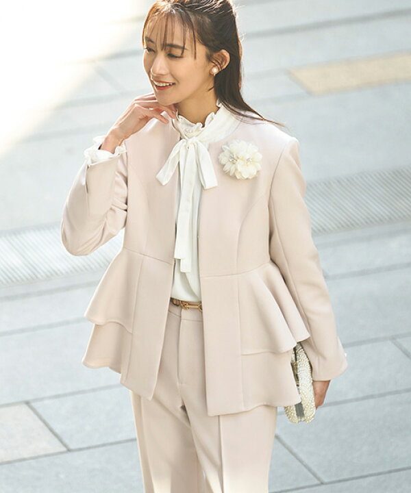 ルイエブティック ペプラムジャケット スリムフィットパンツ3点セット  