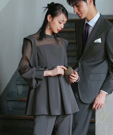 レディース パーティードレス セットアップ パンツドレス 結婚式 お呼ばれドレス シアー パンツスーツ 上品 きれいめ 40代 30代 20代 ミセス セレモニー フォーマルドレス 披露宴 二次会 長袖 ウエストゴム 体型カバー 大きいサイズ 即日発送 プレゼント ギフト