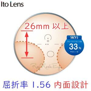 〔メガネセット用/2枚1組〕〔ブルーライトカット遠近両用 累進シニアレンズ〕〔送料無料〕〔屈折率1.56 内面設計〕ITOLENS FFIQ156 SKY2 (エフエフIQ156スカイ2) オプションレンズ