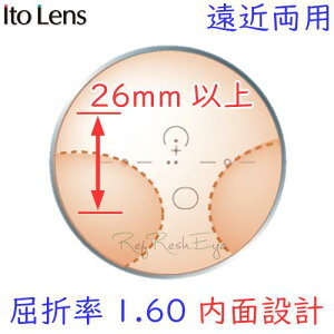 〔メガネセット用/2枚1組〕〔遠近両用 累進シニアレンズ〕〔送料無料〕〔屈折率1.60 薄型 内面設計〕ITOLENS FFIQ160 (エフエフIQ160) オプションレンズ