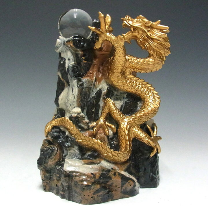 楽天市場】大理石調 風水龍 金龍上山（中）21cm 置物 昇り龍 山水龍  