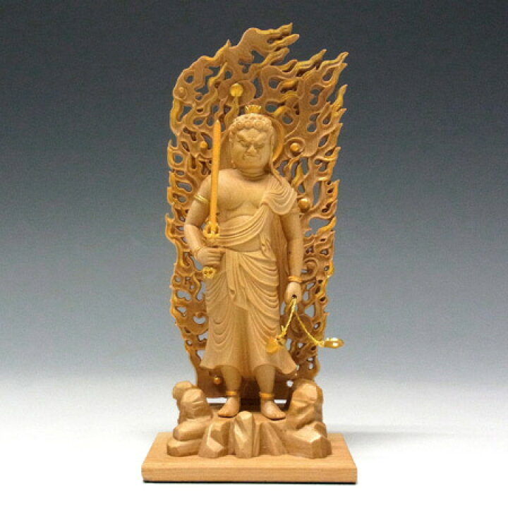 楽天市場】木彫り 仏像 金彩不動明王 立像 高さ11.5cm 柘植製 本格ミニ 