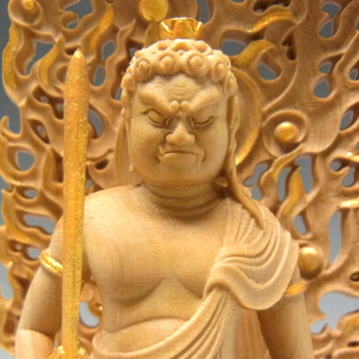 楽天市場】木彫り 仏像 金彩不動明王 立像 高さ11.5cm 柘植製 本格ミニ 