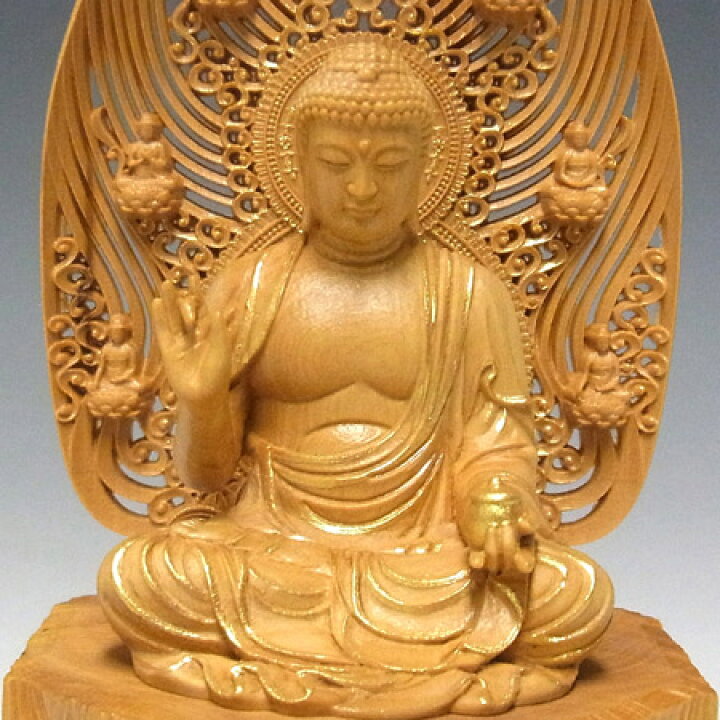 楽天市場】木彫り 仏像 金彩薬師如来 坐像 高さ15cm 柘植製 本格ミニ 