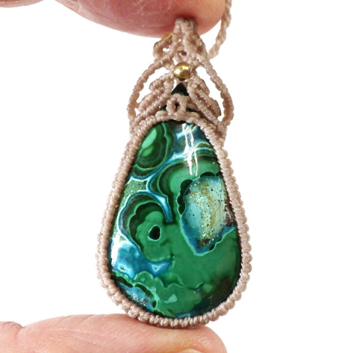 楽天市場】クリソコラマラカイト マクラメペンダント 天然石ペンダント  