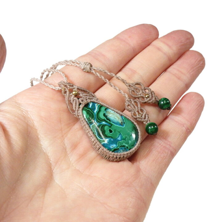 楽天市場】クリソコラマラカイト マクラメペンダント 天然石ペンダント  