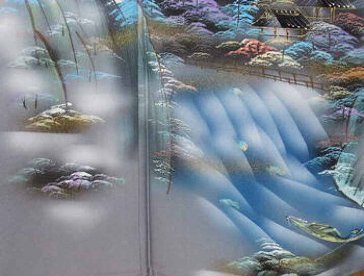 訪問着 正絹 薄グレー 濡れ描き 山水画 Mサイズ ki20380 新品