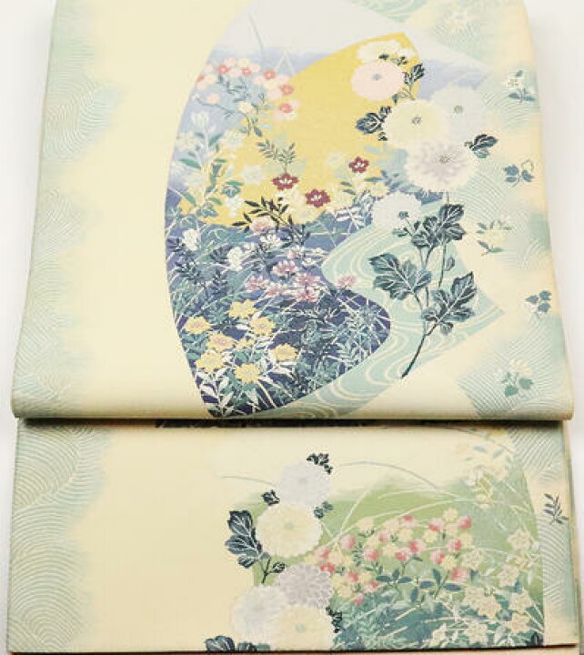 楽天市場】＼ 20％offクーポン ／ 留袖用 袋帯 正絹 ベージュ 緑 菊