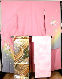 ＼ 20％offクーポン ／ 振袖 長襦袢 袋帯 セット 正絹 桜 Lサイズ ki24231 美品 振袖3点セット レディース 成人式 リサイクル 中古まとめ買い 在庫限り ギフト 激安 まとめ買い 在庫限り 当日発送 即納 最強翌日配送 送料無料 ギフト ギフト