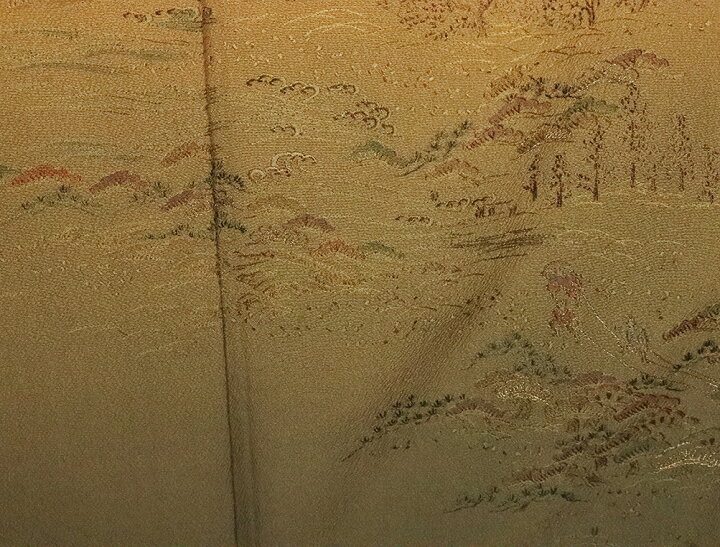 楽天市場】＼ 20％offクーポン ／ 訪問着 袷 正絹 辛子色 暈し 刺繍 