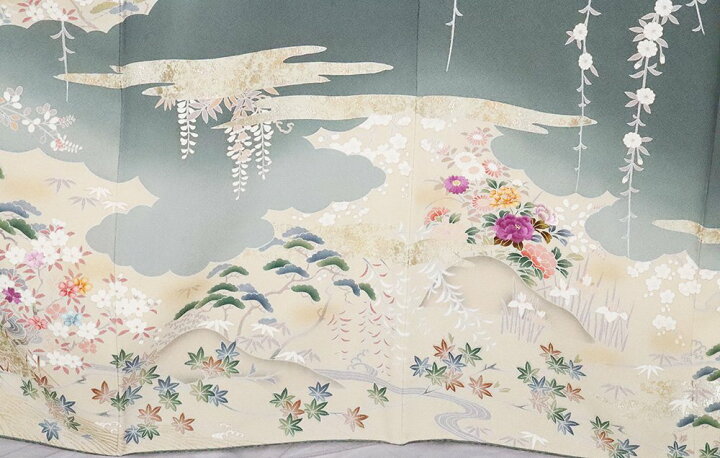 楽天市場】＼ 20％offクーポン ／ 聚楽謹製 帝王紫 訪問着 袷 正絹 緑 