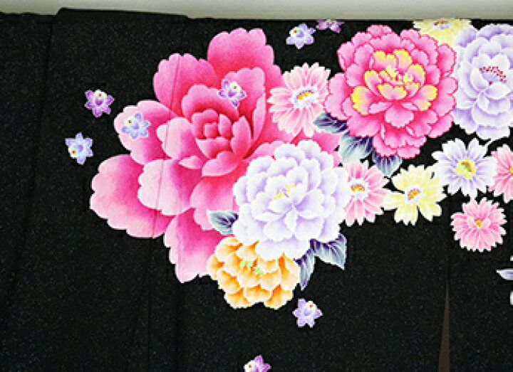 楽天市場】＼ 20％offクーポン ／ 本振袖 正絹 黒 赤 牡丹 桜 コスモス 