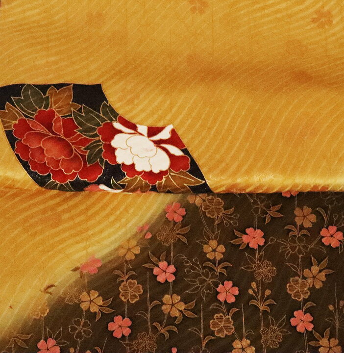 楽天市場】＼ 20％offクーポン ／ ＼ 特売品 ／ 振袖 正絹 緑 黄土色 