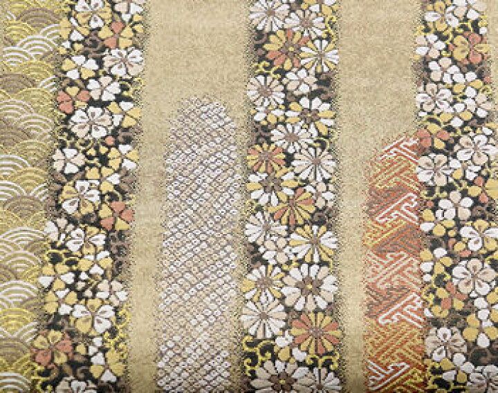 楽天市場】＼ 20％offクーポン ／ 訪問着用 袋帯 正絹 刺繍小花縞 菊 