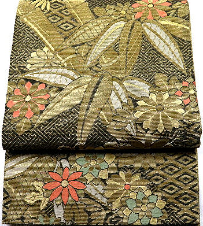 楽天市場】＼ 20％offクーポン ／ 訪問着用 袋帯 正絹 金山寺織 竹笹 L