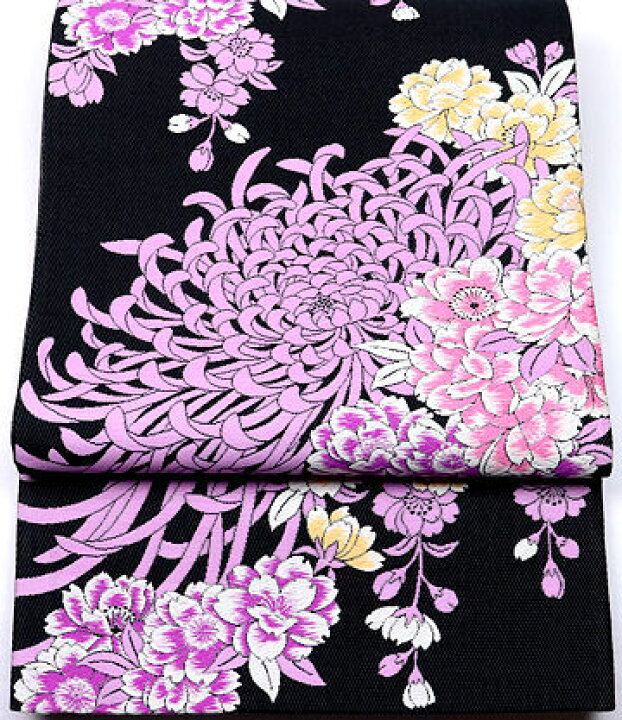 楽天市場】＼ 20％offクーポン ／ 振袖用 西陣織袋帯 正絹 黒 乱菊 L 