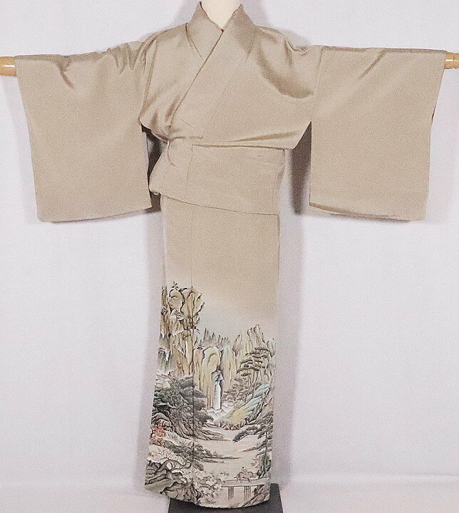 楽天市場】＼ 20％offクーポン ／ 友禅 色留袖 袷 正絹 薄緑 暈し 山岳 