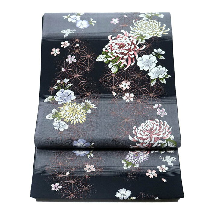 楽天市場】＼ 20％offクーポン ／ 訪問着用 袋帯 正絹 黒 グレー 横縞 