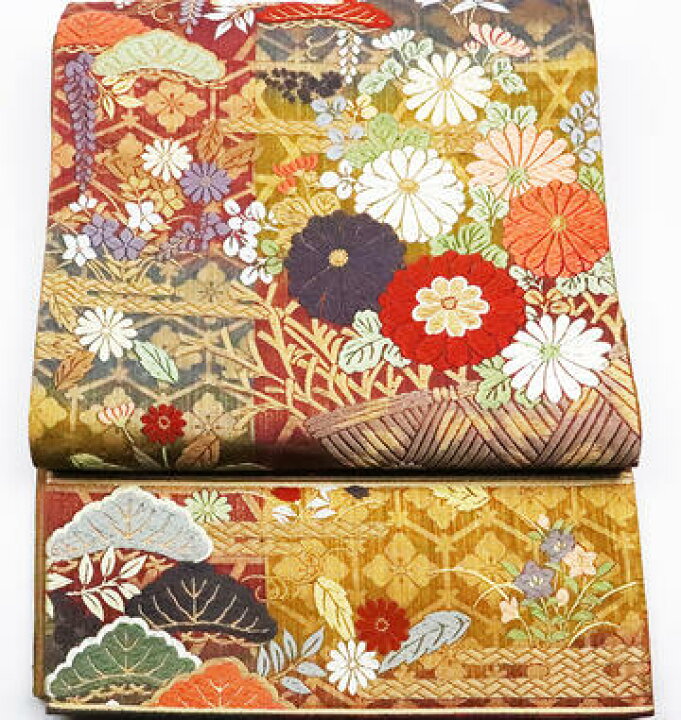 楽天市場】＼ 20％offクーポン ／ 【一点物】訪問着用 袋帯 正絹 金茶