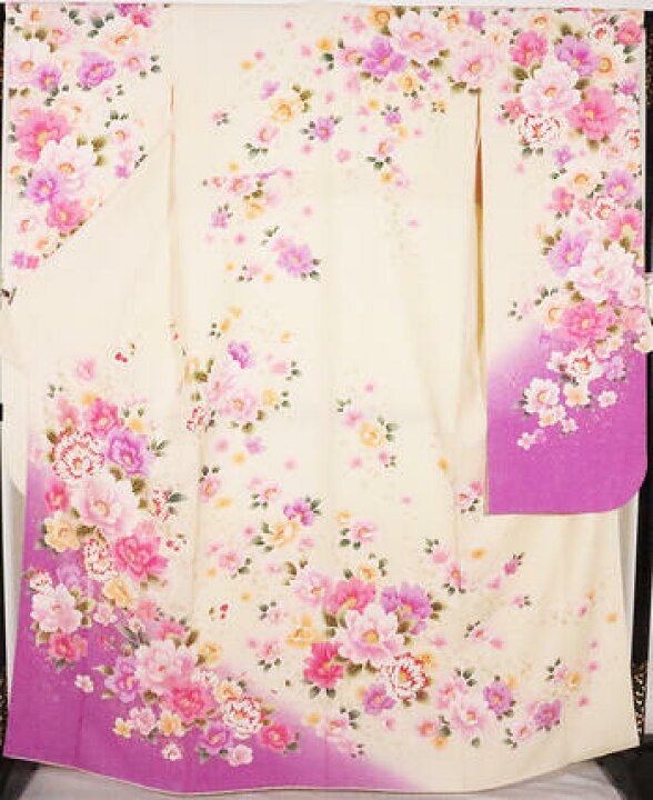 楽天市場】＼ 20％offクーポン ／ 【一点物】振袖 正絹 クリーム 紫 