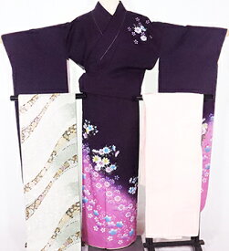 ＼ 20％offクーポン ／ 【一点物】本振袖 長襦袢 袋帯 セット ki13386 新品 着物 レディース 紫 パープル 黒 ブラック Lサイズ オールシーズン 成人式 謝恩会 まとめ買い 在庫限り ギフト 激安 まとめ買い 在庫限り 当日発送 即納 最強翌日配送 送料無料 ギフト