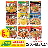 丸美屋 レンジで簡単！ ごはん付き どんぶりシリーズ 選べる5食 セット 送料無料 防災 備蓄 常備食 常温…