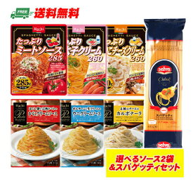 ハチ食品 選べるソース2袋 + スパゲッティ麺セット パスタ メール便 自宅療養 長期保存
