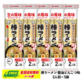 マルタイ 棒ラーメン 醤油とんこつ味 2人前×5袋セット 即席 ノンフライ麺 インスタントラーメン（配達日時指定・代引き不可）メール便 送料無料