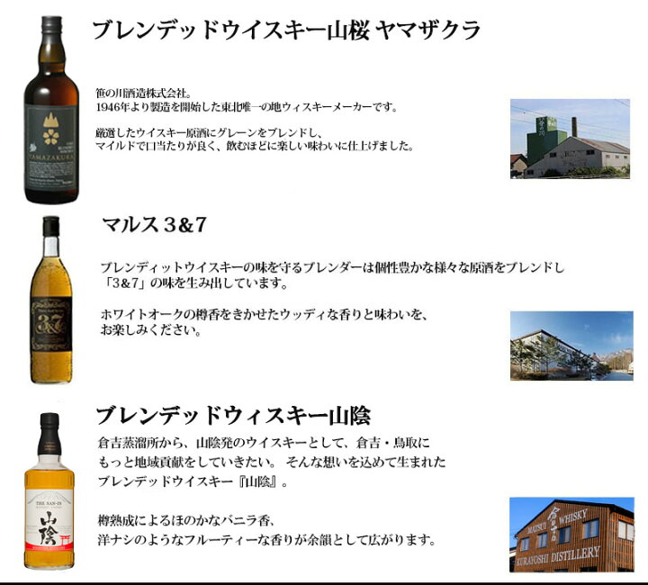 楽天市場】国産ブレンデッドウイスキー飲み比べセット 3本セット  