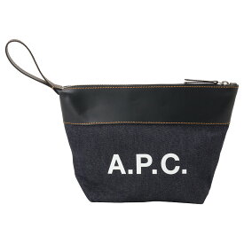 アーペーセー A.P.C. ポーチ バッグ ハンドポーチ クラッチバッグ CODDP M63526 IAK DARK NAVY bbap00098l TROUSSE AXELLE アクセル デニム レザー レディース ダークネイビー+ブラック