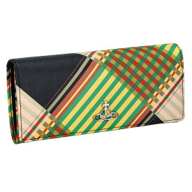 ヴィヴィアンウエストウッド Vivienne Westwood 財布 長財布 フラップ式長財布 かぶせ 小銭入れ付き 51120005U O102 レディース チェック柄 グリーン系マルチカラー