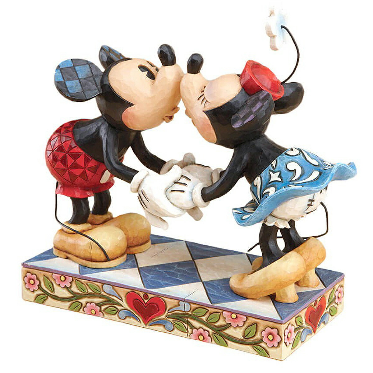 エネスコ enesco. ディズニー・トラディション Disney Traditions ミッキーマウスとミニーマウスのキッシング  ミッキーとミニーのキス Mickey Kissing Minnie 木彫り調フィギュアエネスコ ディズニー フィギュア ディズニートラディション  ミッキー ミニーマウス 