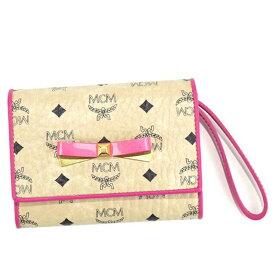 MCM エムシーエム 名刺入れ MYS7SLL07 CARD CASE WITH WRISTLET ストラップ付 リボン カードケース BEIGE IG001 ベージュ+ピンク クリスマスプレゼント 女性 誕生日 ギフト 贈り物 彼女 入学祝 卒業祝い 就職祝い 韓国 ファッション