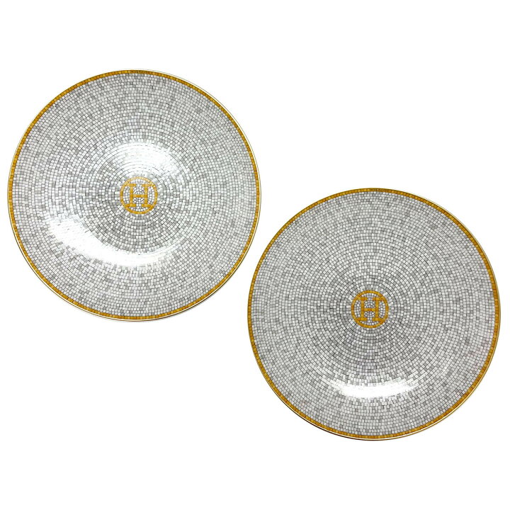 楽天市場】エルメス 食器 皿 ペア HERMES MODELE MOSAIQUE AU 24 OR 