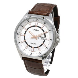 カシオ CASIO 腕時計 STANDARD MTP-E108L-7A アナログ時計 メンズ ウォッチ シルバー+ブラウン 海外正規品