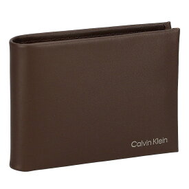 カルバンクライン Calvin Klein 財布 二つ折り財布 折りたたみ財布 小銭入れ付き K50K510599 BAR メンズ ブラウン系 本革 レザー