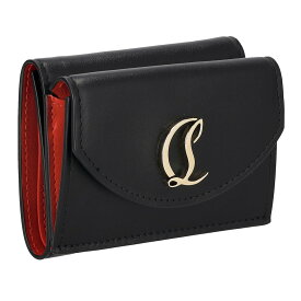 クリスチャンルブタン Christian Louboutin 財布 三つ折り財布 折りたたみ財布 小銭入れ付き 3235108 CM6S LOUBI54 COMPACT WALLET レディース ブラック+レッド系 本革 レザー
