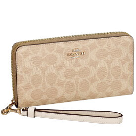 コーチファクトリー COACH FACTORY 財布 長財布 ラウンドファスナー長財布 小銭入れ付き CW778 IMXDM ロング ジップ アラウンド ウォレット・シグネチャー キャンバス レディース ベージュ